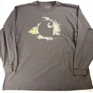 Carhartt Long Sleeve Graphic T-Shirt 2XL Brown Camo Logo 101236 Workwear Mens